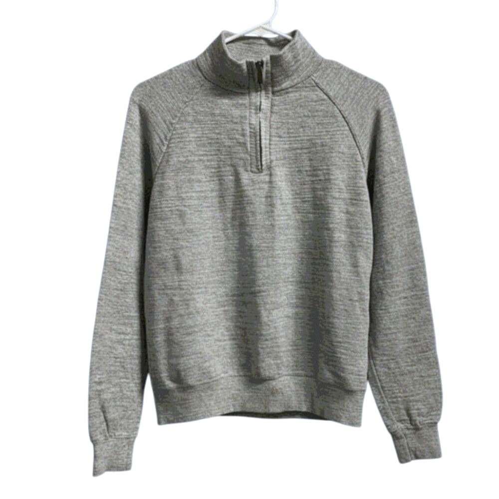 JACHS NY Quarter Zip Mock Neck Sweater Pullover Mens M Heather Gray Casual